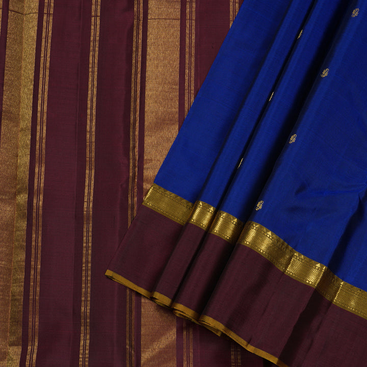 Hayagrivas Blue Handloom Kanjivaram Silk Saree with Wine Maroon Border HBD4132L2-1