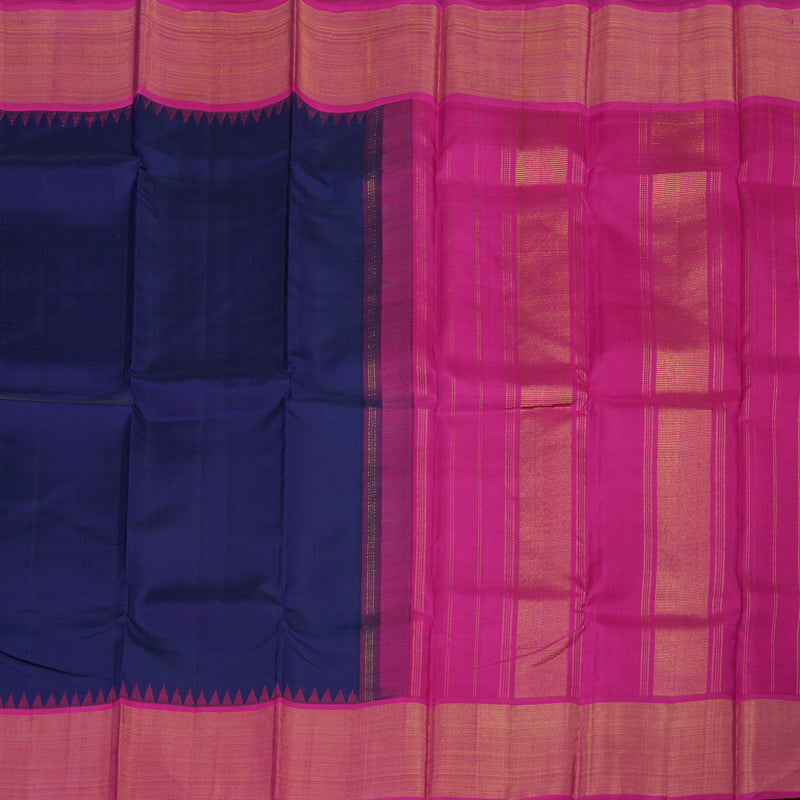 Hayagrivas Handloom Navy Blue Kanjivaram Silk Saree with Magenta Border HBD4133L1-1