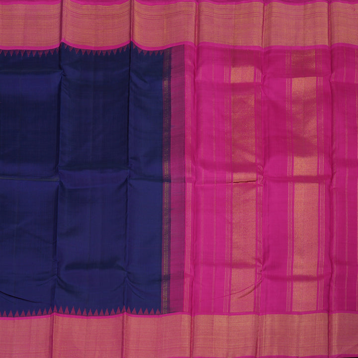 Hayagrivas Handloom Navy Blue Kanjivaram Silk Saree with Magenta Border HBD4133L1-1