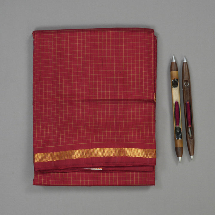 Hayagrivas Handloom Maroon Ten Yards Silk Madisar HBD4158L2-1
