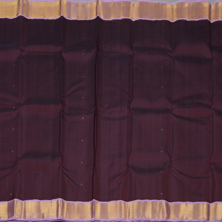 Hayagrivas Dark Brown Handloom Kanjivaram Silk Saree with Lavender Border HBE102E1-1