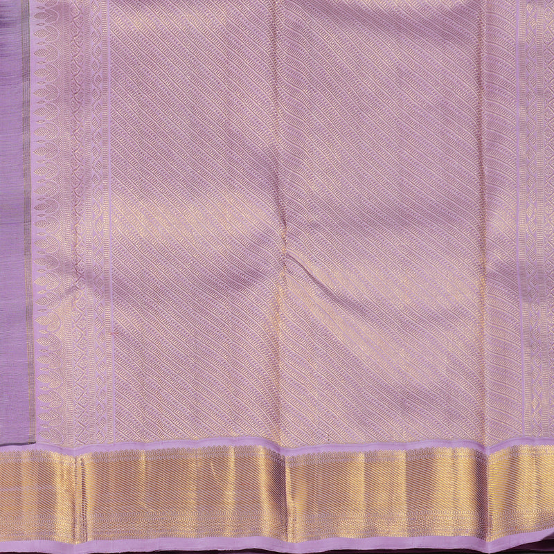 Hayagrivas Dark Brown Handloom Kanjivaram Silk Saree with Lavender Border HBE102E1-1