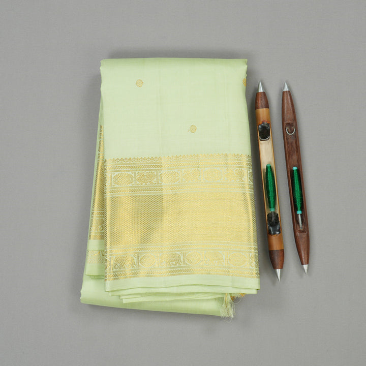 Hayagrivas Light Pastel Green Handloom Kanjivaram Silk Saree HBE102E2-1
