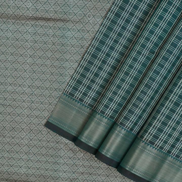 Hayagrivas Handloom Peacock Green Kanjivaram Silk Saree HBE1040L1-1