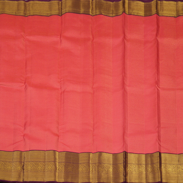 Hayagrivas Handloom Pink Kanjivaram Silk Saree with Deep Violet Border HBE1042L2-1