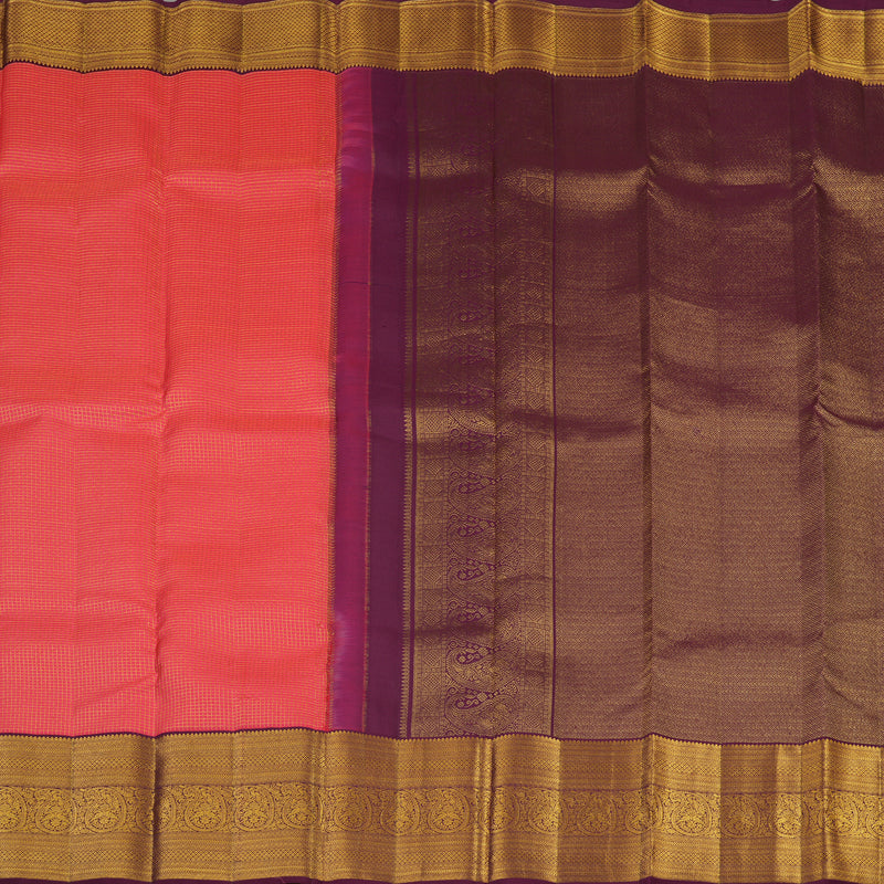 Hayagrivas Handloom Pink Kanjivaram Silk Saree with Deep Violet Border HBE1042L2-1