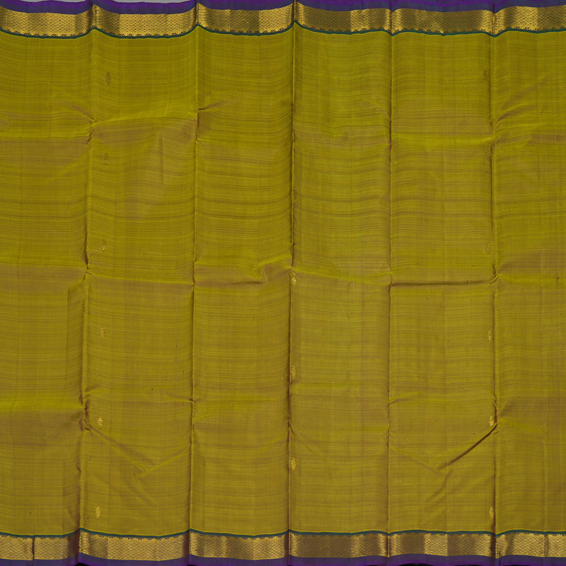 Hayagrivas Handloom Golden Mustard Kanjivaram Silk Saree Peacock Green border HBE1067L1-3