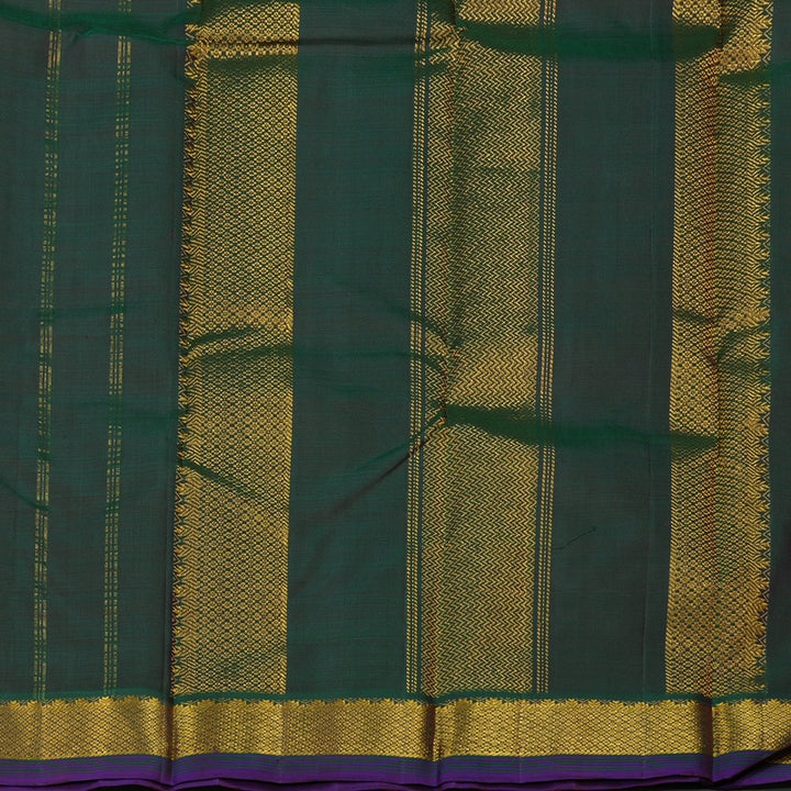 Hayagrivas Handloom Golden Mustard Kanjivaram Silk Saree Peacock Green border HBE1067L1-3