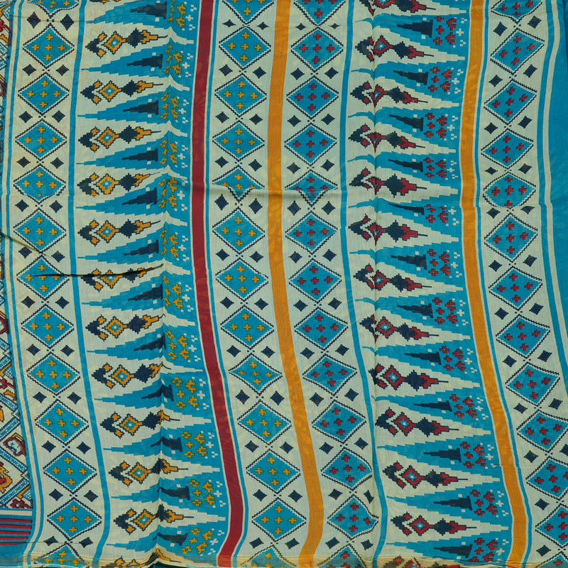 Hayagrivas Pale Yellow Pure Cotton Saree with Aqua Blue Border HBE116E1-10