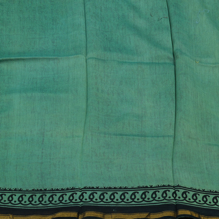 Hayagrivas Handloom pure cotton saree in subtle pastel green with black HBE116E5-5