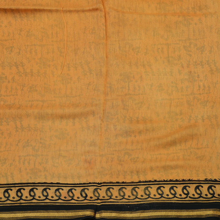 Hayagrivas Handloom pure cotton saree in classic sandal and black HBE116E5-6