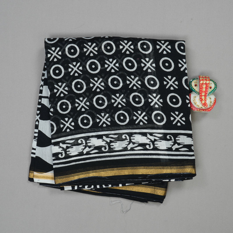 Hayagrivas Handloom Pure Soft Cotton Saree in black and white  HBE116E6-1