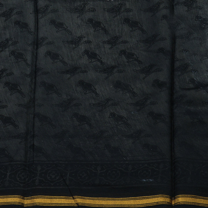 Hayagrivas Handloom Pure Soft Cotton Saree in black and white  HBE116E6-1