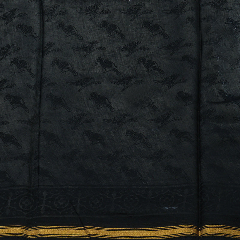 Hayagrivas Handloom Pure Soft Cotton Saree in black and white HBE116E6-10