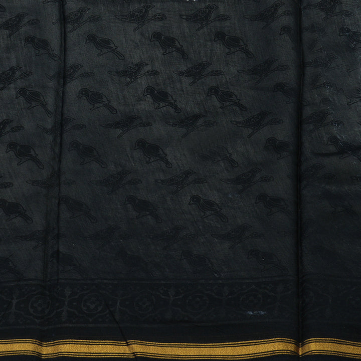 Hayagrivas Handloom Pure Soft Cotton Saree in black and white HBE116E6-10