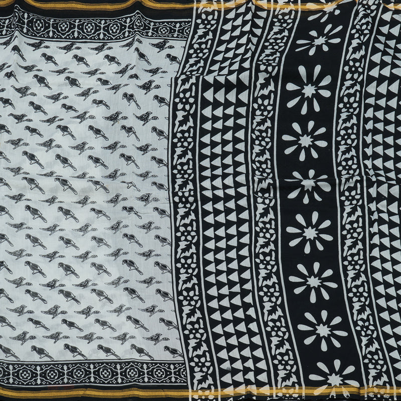 Hayagrivas Handloom Pure Soft Cotton Saree in black and white HBE116E6-10