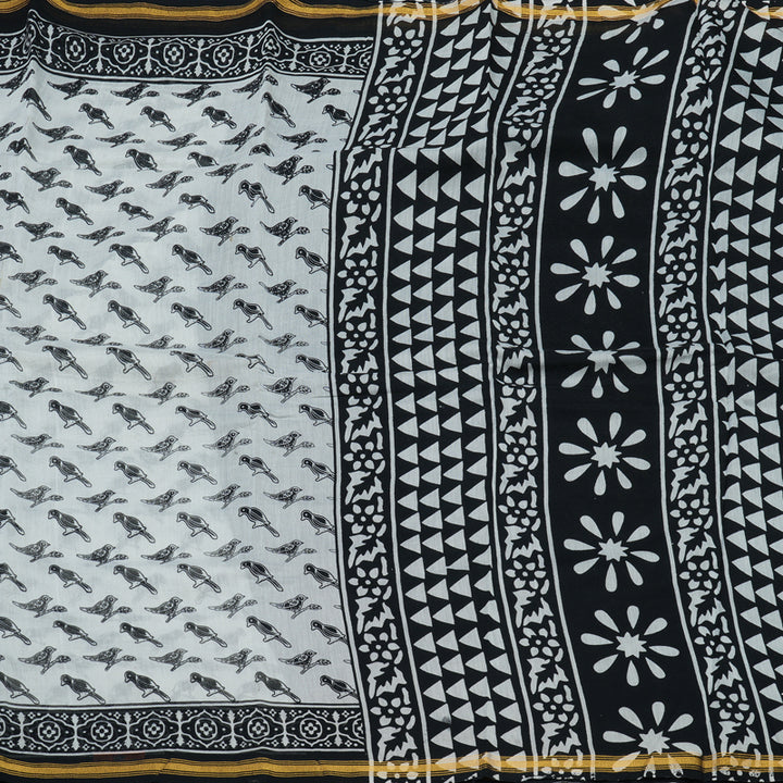 Hayagrivas Handloom Pure Soft Cotton Saree in black and white HBE116E6-10