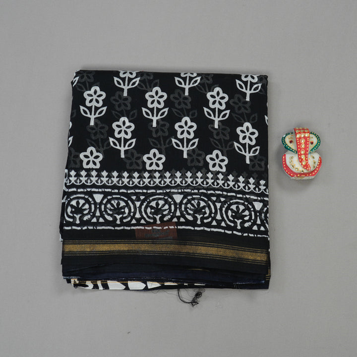 Hayagrivas Handloom Pure cotton saree in Classic Black HBE116E6-14