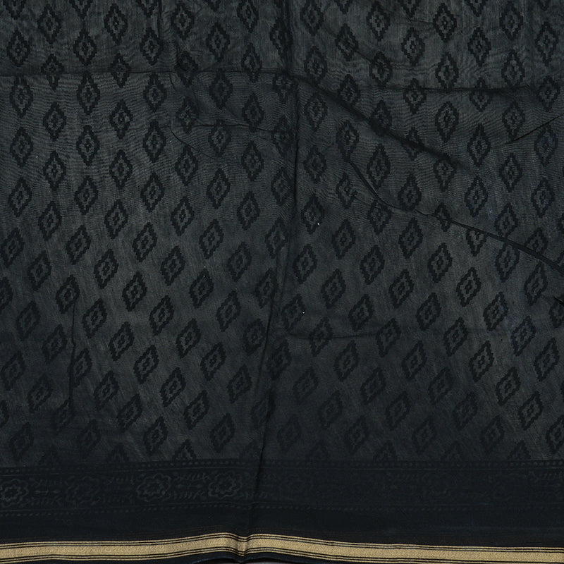 Hayagrivas Handloom Pure cotton saree in Classic Black HBE116E6-14