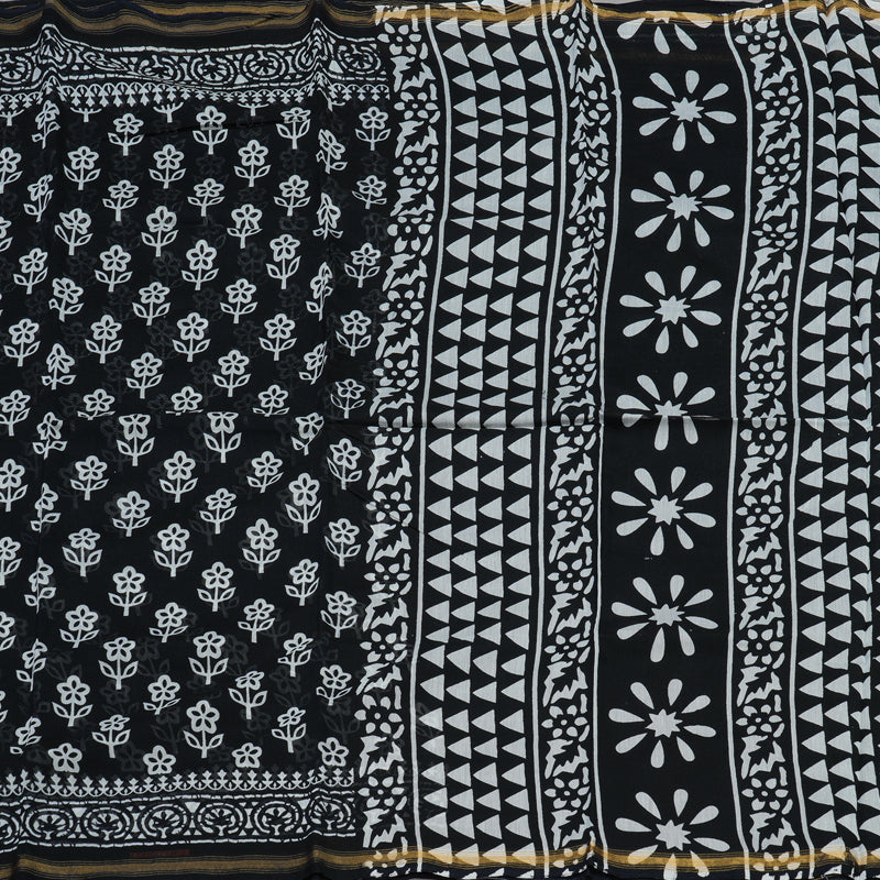 Hayagrivas Handloom Pure cotton saree in Classic Black HBE116E6-14