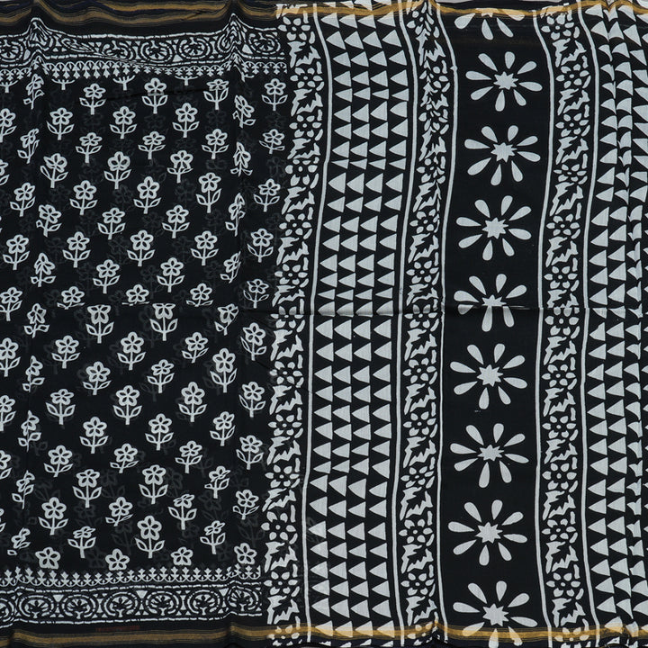 Hayagrivas Handloom Pure cotton saree in Classic Black HBE116E6-14