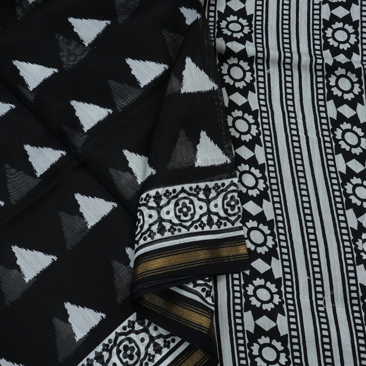 Hayagrivas Handloom Pure cotton sarees in Classic Black HBE116E6-2