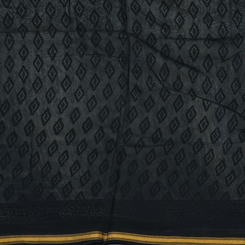 Hayagrivas Handloom Pure cotton saree in black and white HBE116E6-3