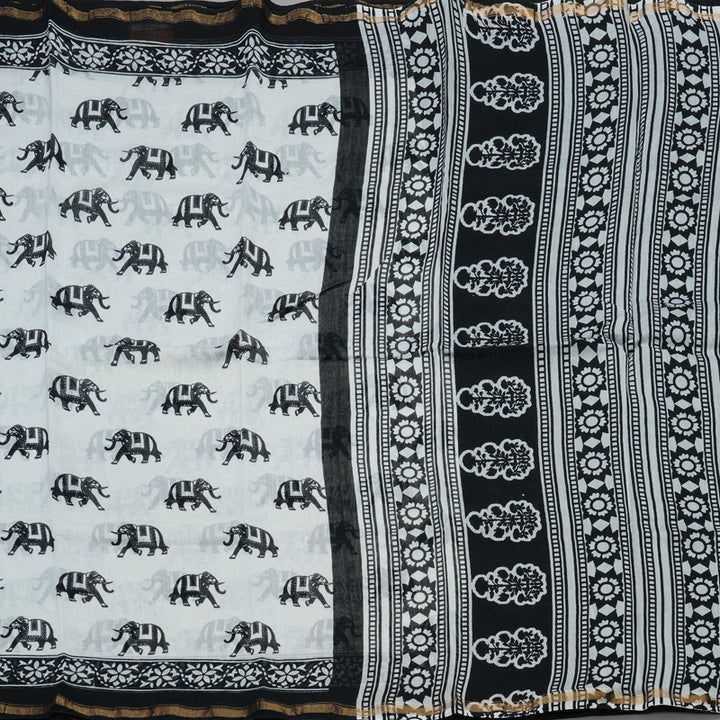 Hayagrivas Handloom Pure Soft Cotton Saree in black and white  HBE116E6-6