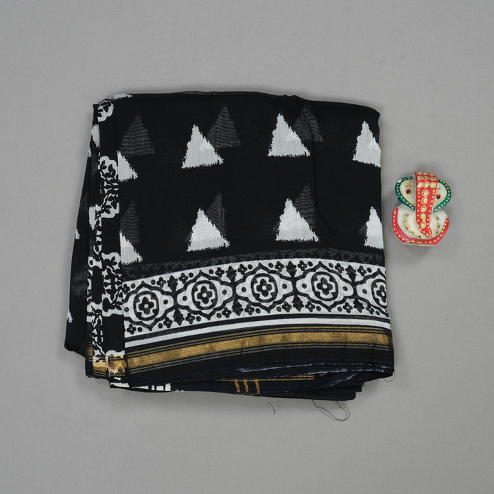 Hayagrivas Handloom Pure Soft Cotton Saree in black and white HBE116E6-8