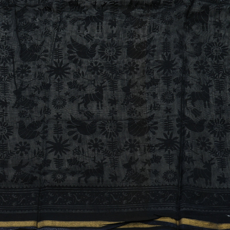 Hayagrivas Handloom Pure Soft Cotton Saree in black and white HBE116E6-8