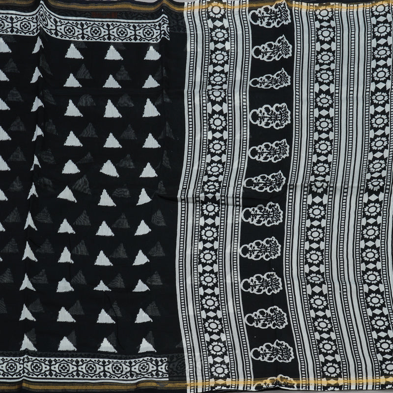 Hayagrivas Handloom Pure Soft Cotton Saree in black and white HBE116E6-8