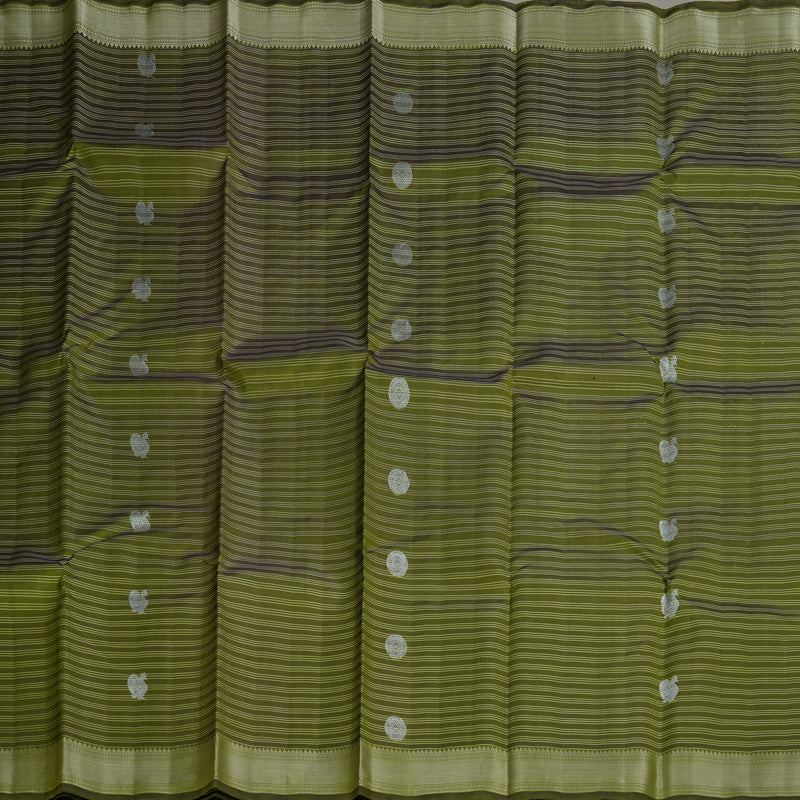 Hayagrivas Handloom Olive Green Kanjivaram Silk Saree HBE1213A3-1