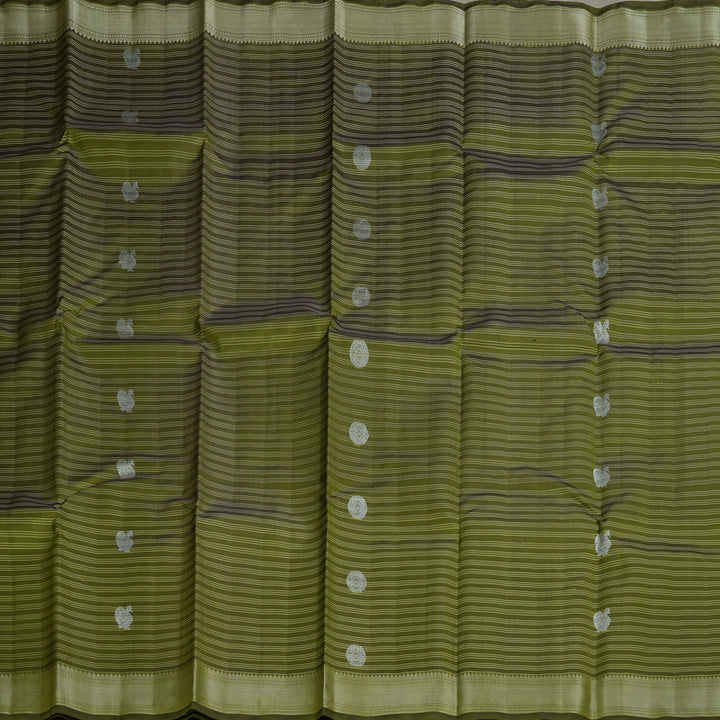 Hayagrivas Handloom Olive Green Kanjivaram Silk Saree HBE1213A3-1