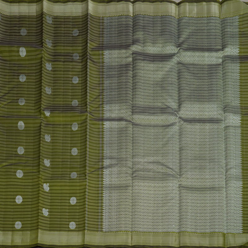 Hayagrivas Handloom Olive Green Kanjivaram Silk Saree HBE1213A3-1