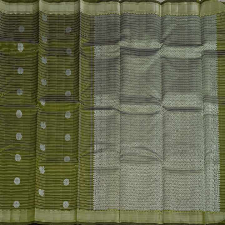 Hayagrivas Handloom Olive Green Kanjivaram Silk Saree HBE1213A3-1