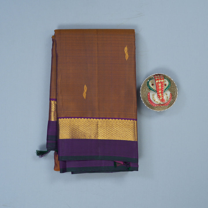 Hayagrivas Handloom Rust Brown Kanjivaram Silk Saree HBE1247A1-2
