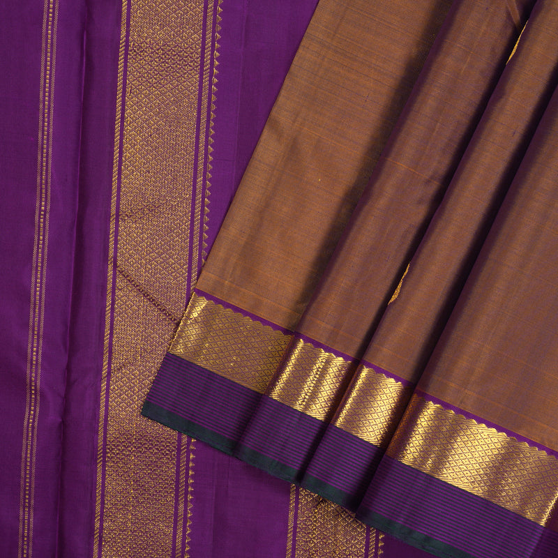 Hayagrivas Handloom Rust Brown Kanjivaram Silk Saree HBE1247A1-2
