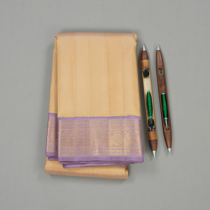 Hayagrivas Sandal Handloom Kanjivaram Silk Saree with Lavender Border HBE124E1-1