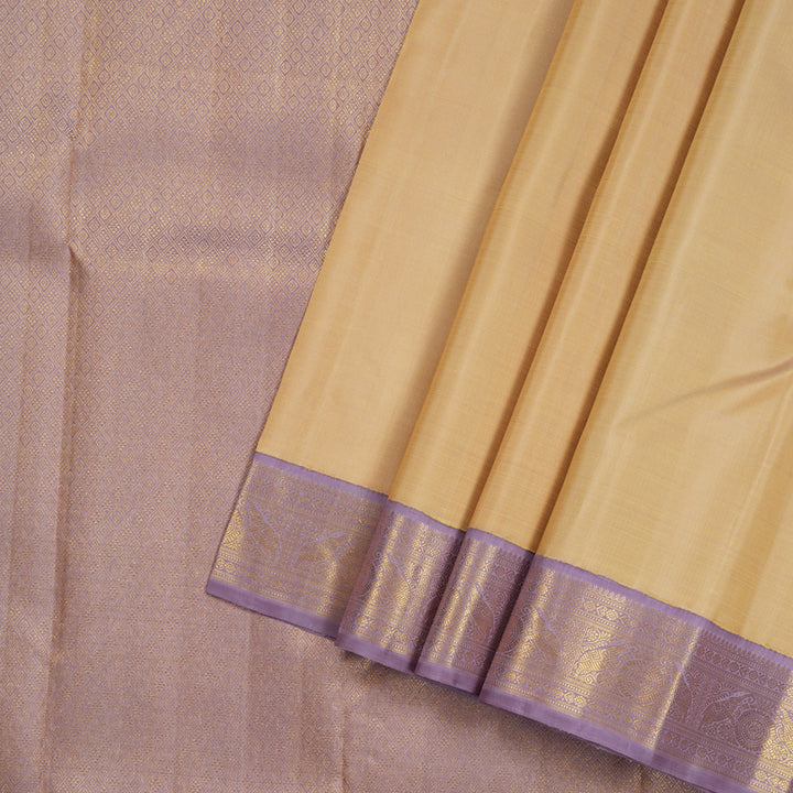 Hayagrivas Sandal Handloom Kanjivaram Silk Saree with Lavender Border HBE124E1-1