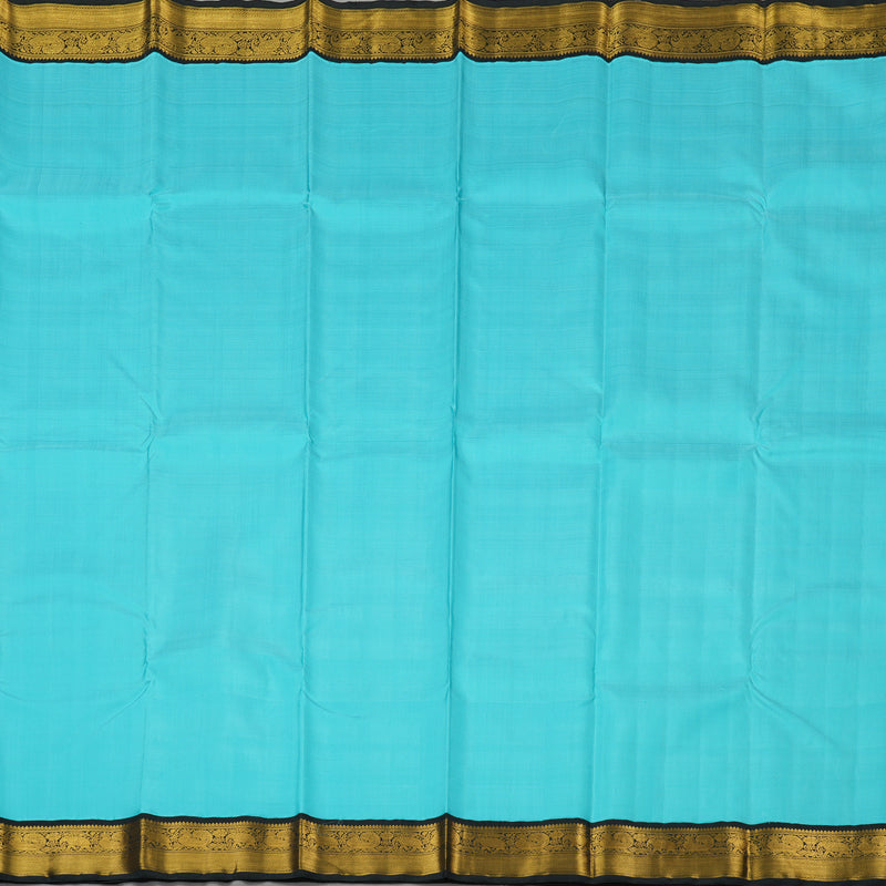 Hayagrivas Sky Blue Handloom Kanjivaram Silk Saree with Black Border HBE124E1-2