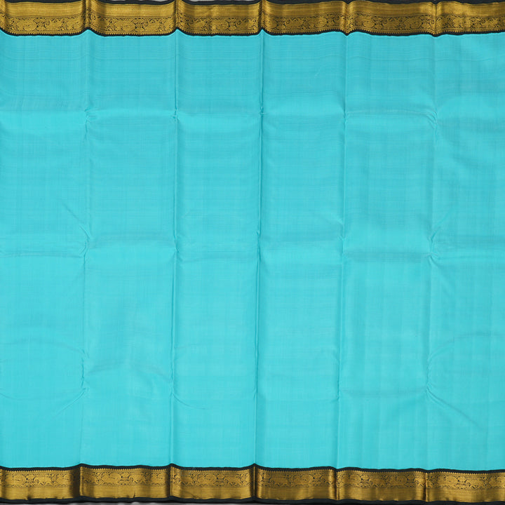 Hayagrivas Sky Blue Handloom Kanjivaram Silk Saree with Black Border HBE124E1-2