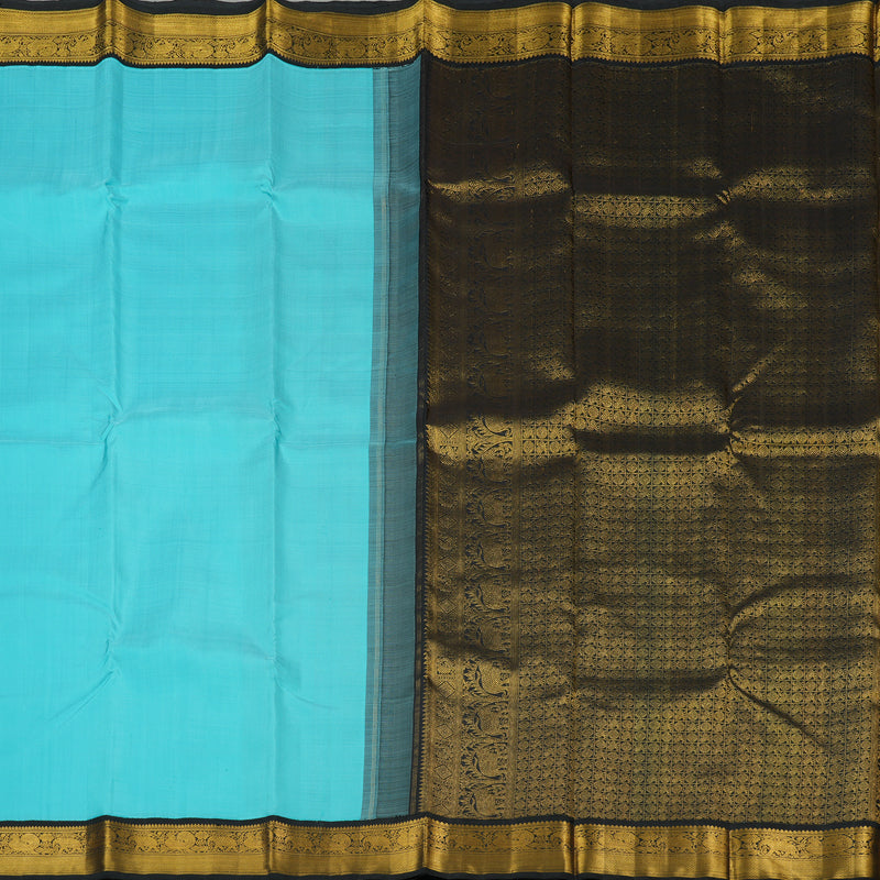Hayagrivas Sky Blue Handloom Kanjivaram Silk Saree with Black Border HBE124E1-2