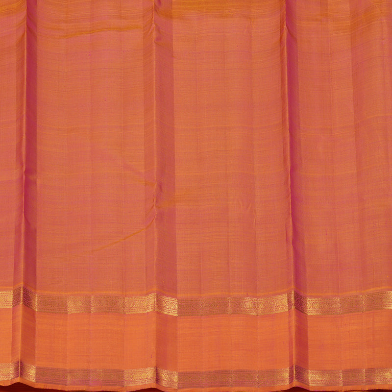 Hayagrivas Mehandi Green Handloom Kanjivaram Silk Saree with Orangish Pink Border HBE125E1-1
