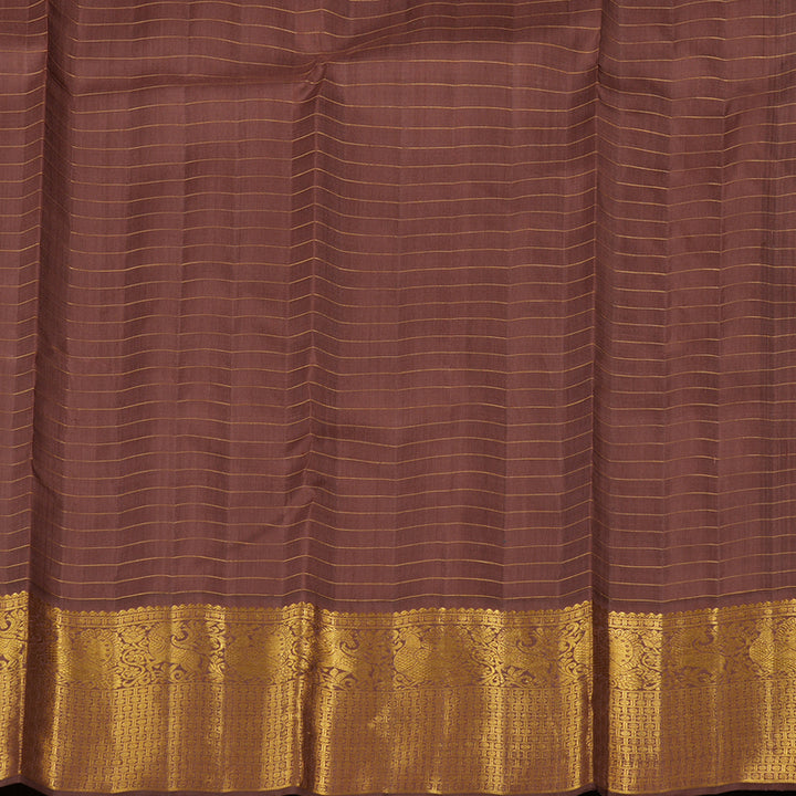 Hayagrivas Sky Blue Handloom Kanjivaram Silk Saree with Dark Brown Border HBE125E2-1