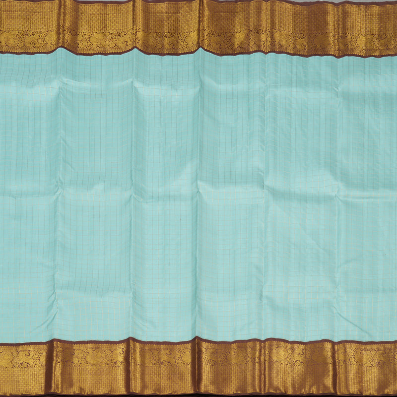Hayagrivas Sky Blue Handloom Kanjivaram Silk Saree with Dark Brown Border HBE125E2-1