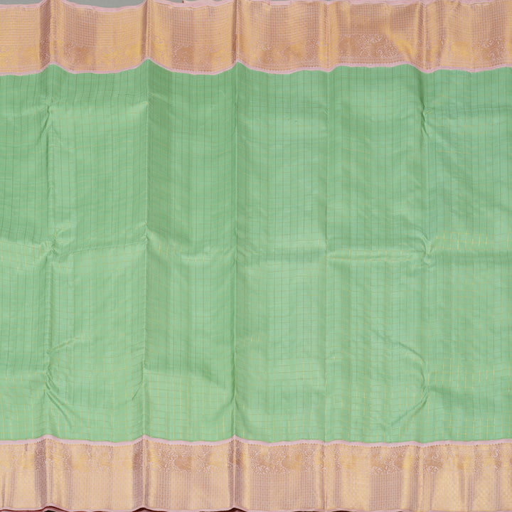 Hayagrivas Pastel Green Handloom Kanjivaram Silk Saree with Baby Pink Border HBE126E2-1