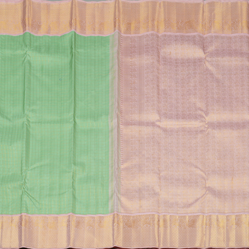Hayagrivas Pastel Green Handloom Kanjivaram Silk Saree with Baby Pink Border HBE126E2-1