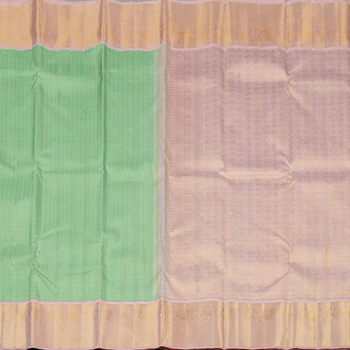 Hayagrivas Pastel Green Handloom Kanjivaram Silk Saree with Baby Pink Border HBE126E2-1