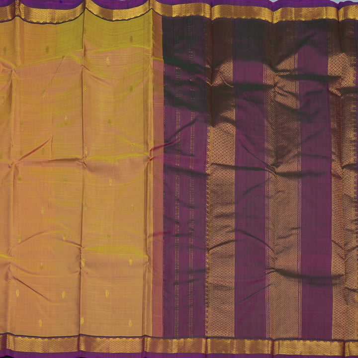 Hayagrivas Handloom Orangish-Pink Kanjivaram Silk Saree with Purple Border HBE1347B1-7