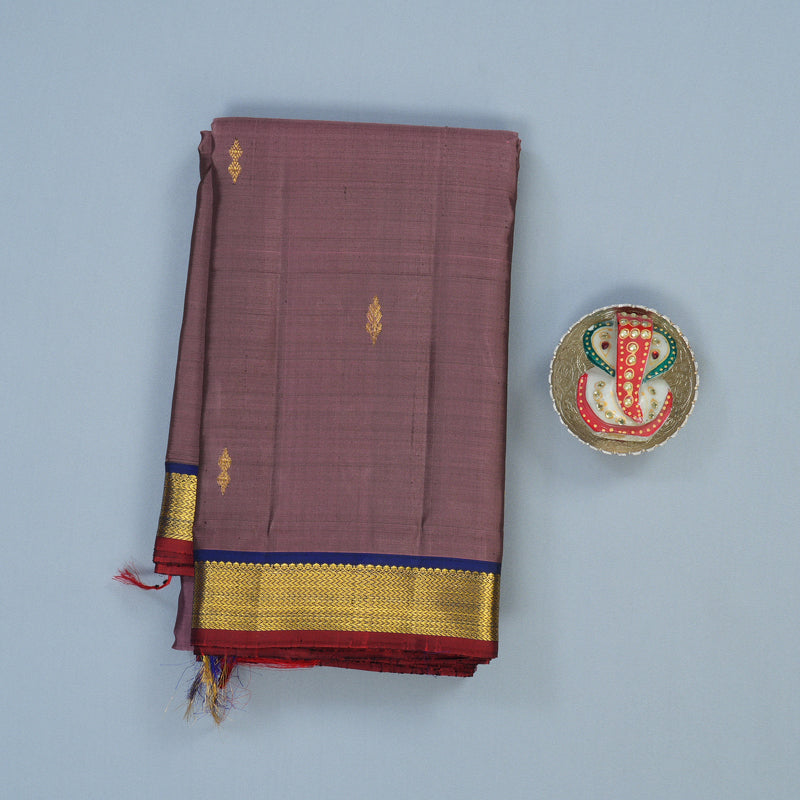 Hayagrivas Handloom Dusky Purple Kanjivaram Silk Saree with Ink Blue Border HBE1348B1-2